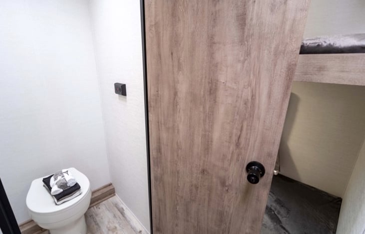 Spacious commode area.