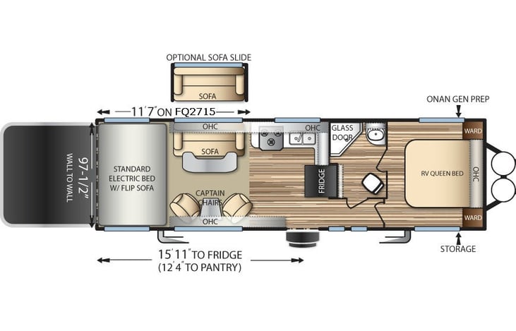 Representative floor plan provided by a trusted RVshare partner.