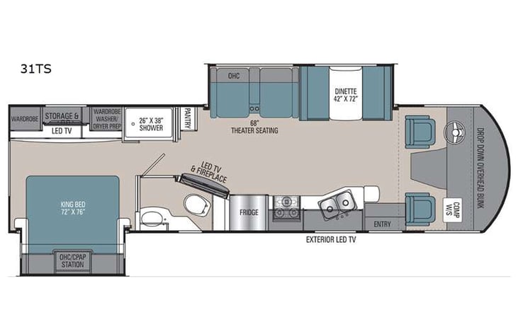 Representative floor plan provided by a trusted RVshare partner.