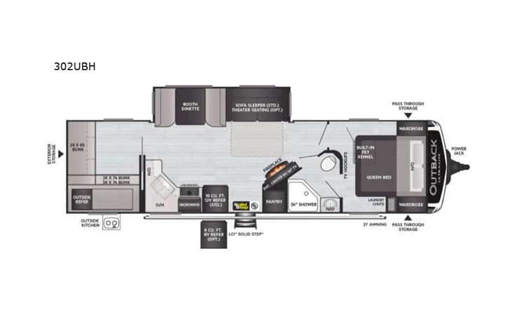 Representative floor plan provided by a trusted RVshare partner.