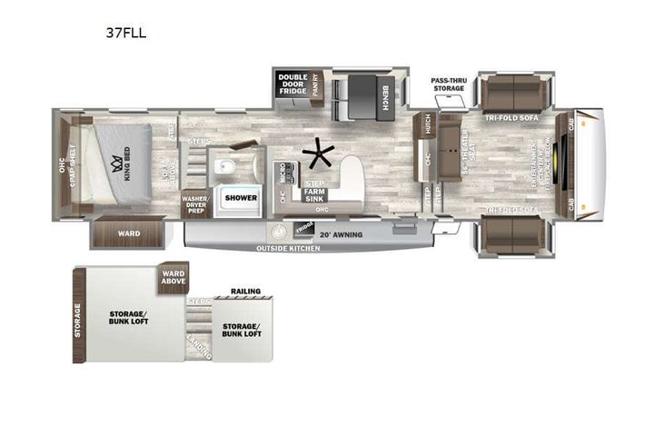 Representative floor plan provided by a trusted RVshare partner.