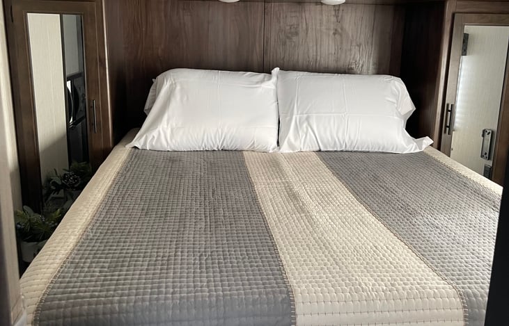 Pillows and bedding included (feel free to use your own if wanted)