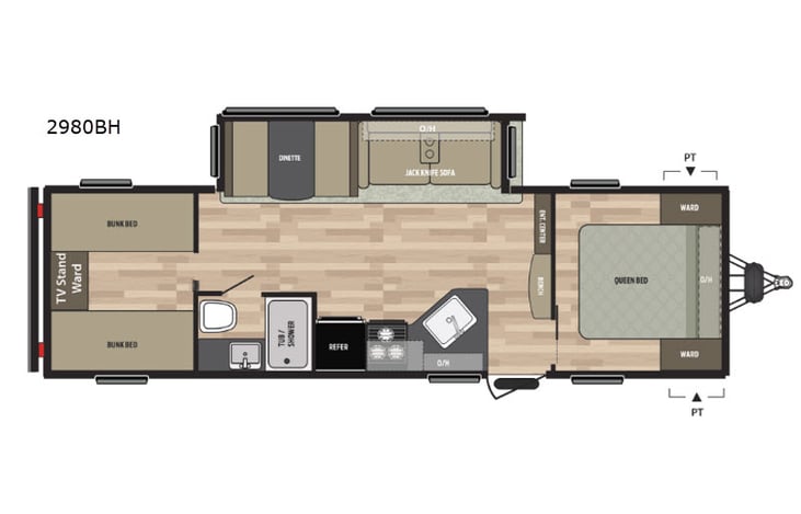 Representative floor plan provided by a trusted RVshare partner.