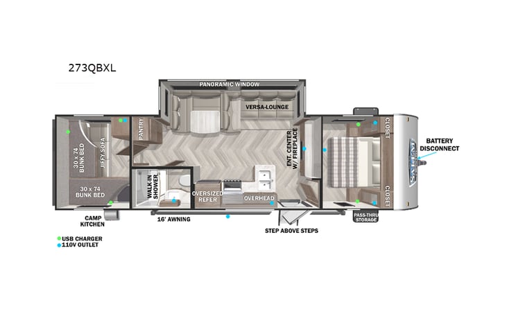 Representative floor plan provided by a trusted RVshare partner.