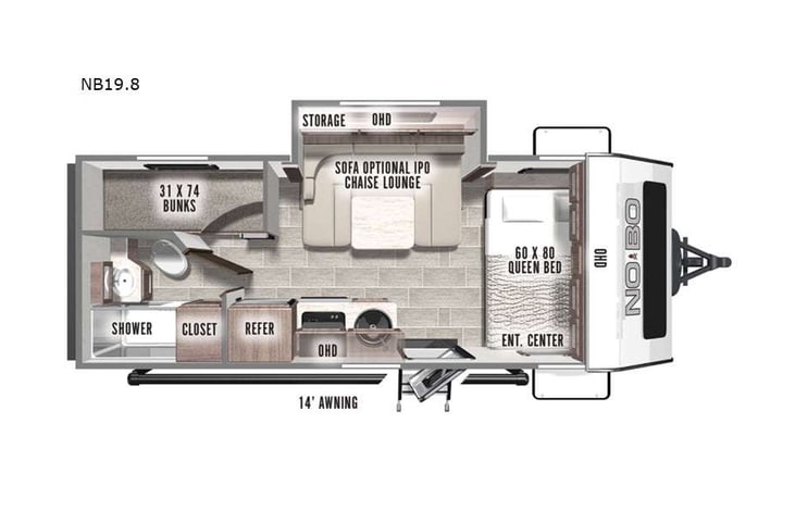 Representative floor plan provided by a trusted RVshare partner.