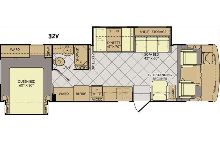 Representative floor plan provided by a trusted RVshare partner.