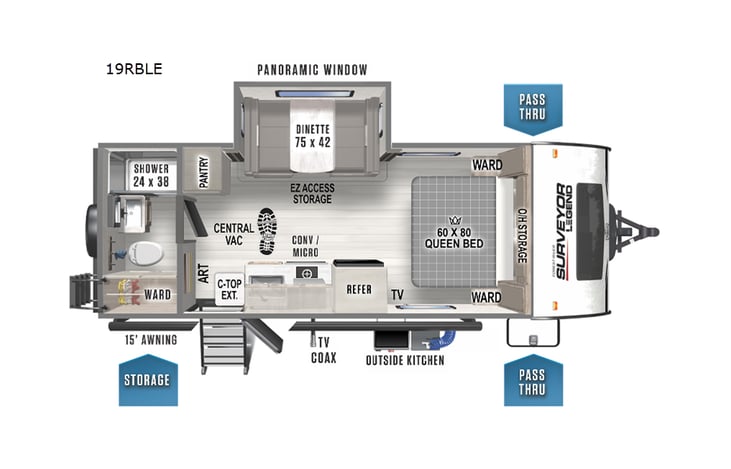 Representative floor plan provided by a trusted RVshare partner.