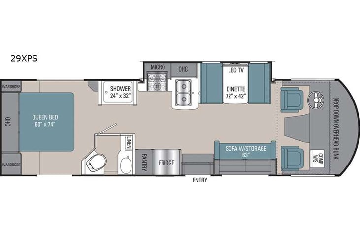 Representative floor plan provided by a trusted RVshare partner.