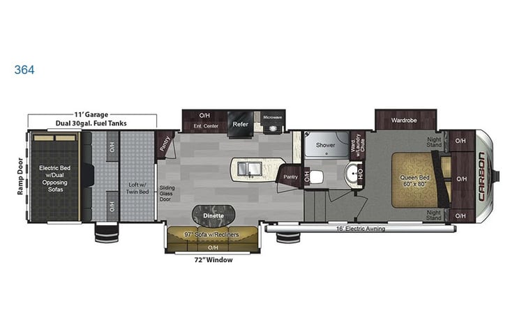 Representative floor plan provided by a trusted RVshare partner.