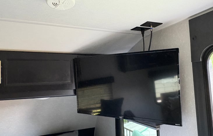 Bluetooth TV that can be connected to stream. It can also be placed outside and the campers indoor outdoor speakers can be connected for full surround sound.