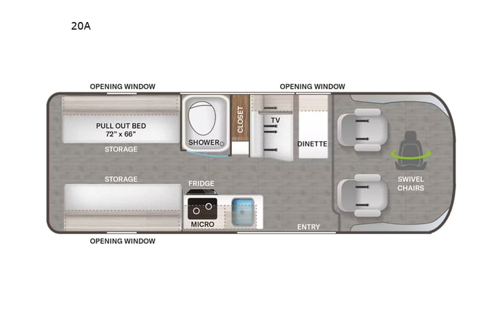 Representative floor plan provided by a trusted RVshare partner.