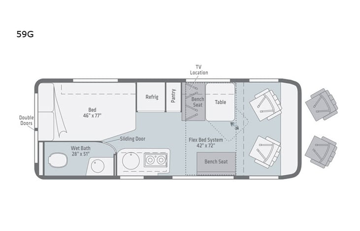 Representative floor plan provided by a trusted RVshare partner.