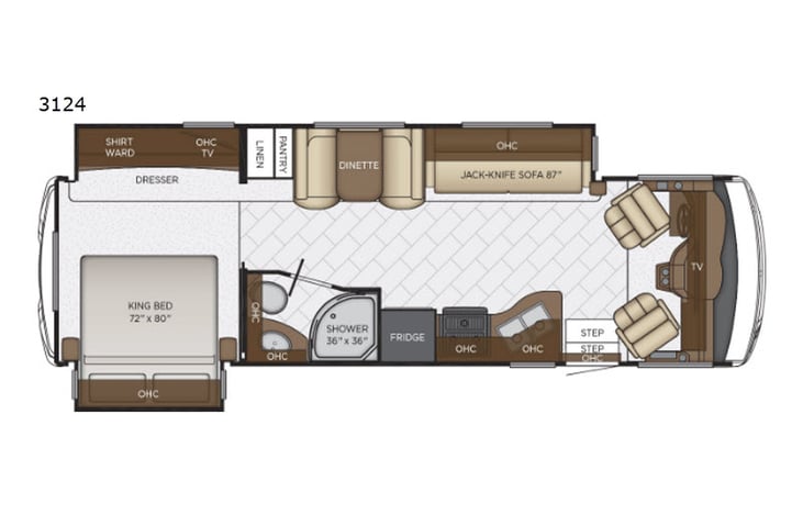 Representative floor plan provided by a trusted RVshare partner.