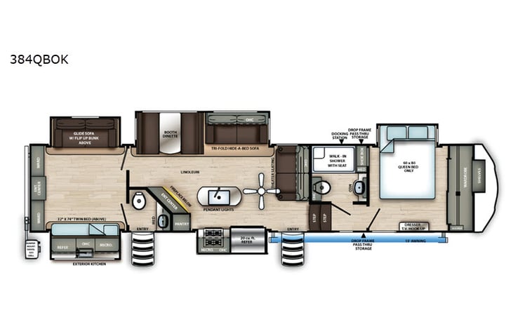 Representative floor plan provided by a trusted RVshare partner.