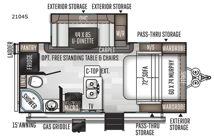 Representative floor plan provided by a trusted RVshare partner.