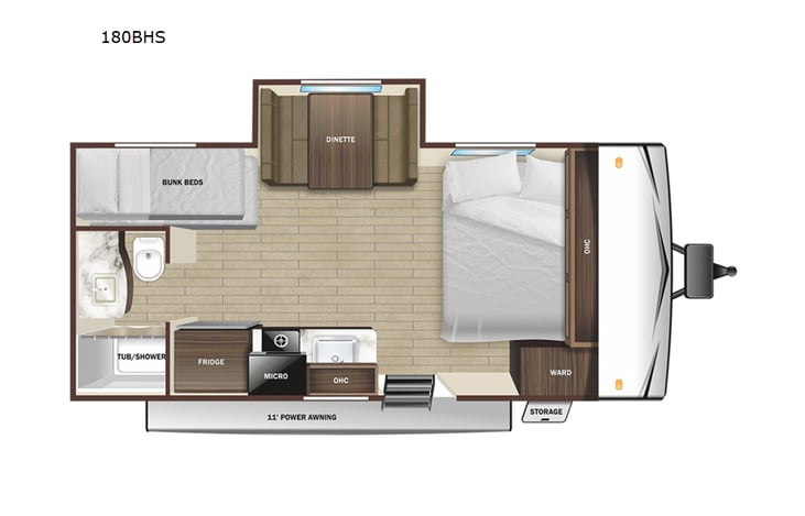 Representative floor plan provided by a trusted RVshare partner.