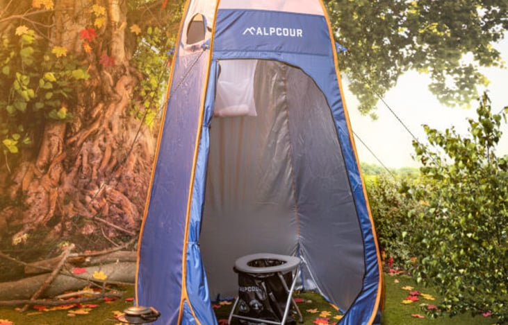 ADD-ON Pop-Up Privacy Tent for Showering, Changing Clothes or Bathroom. Fold-Up Toilet & Disposal Bags also available as an ADD-ON.