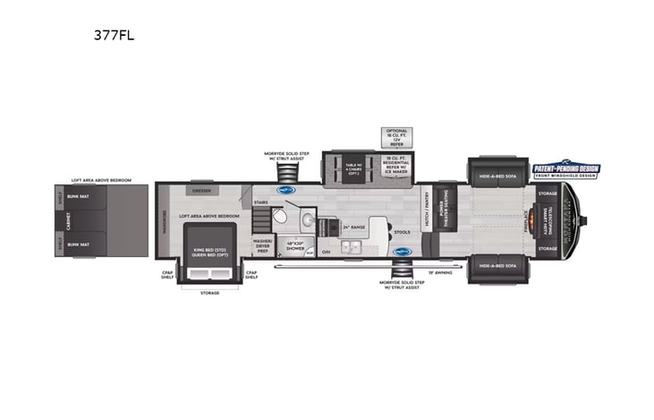 Representative floor plan provided by a trusted RVshare partner.