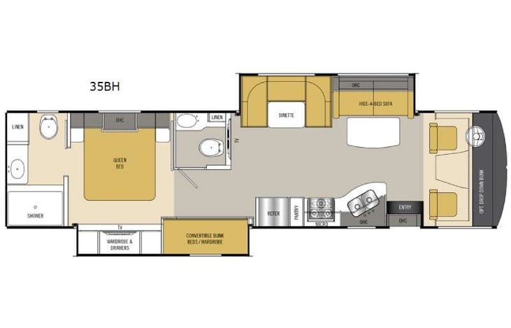 Representative floor plan provided by a trusted RVshare partner.