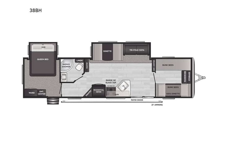 Representative floor plan provided by a trusted RVshare partner.