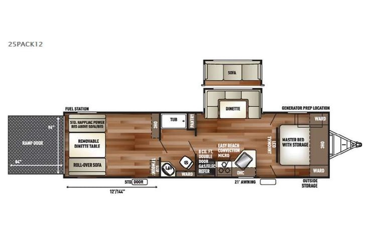 Representative floor plan provided by a trusted RVshare partner.