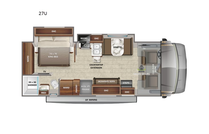 Representative floor plan provided by a trusted RVshare partner.
