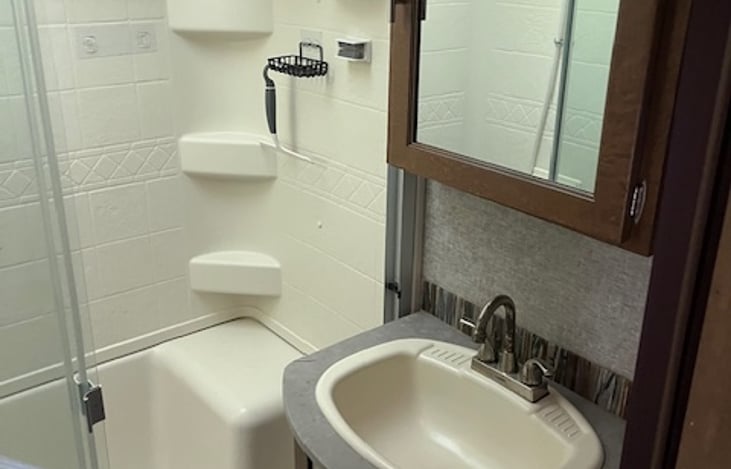 Bathroom sink and shower