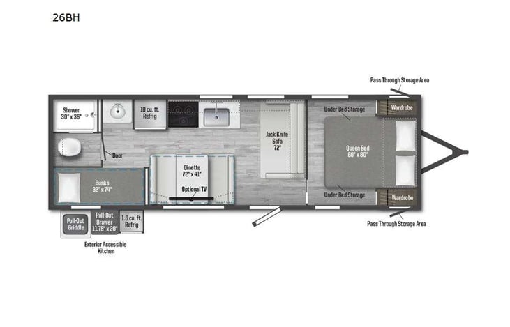 Representative floor plan provided by a trusted RVshare partner.