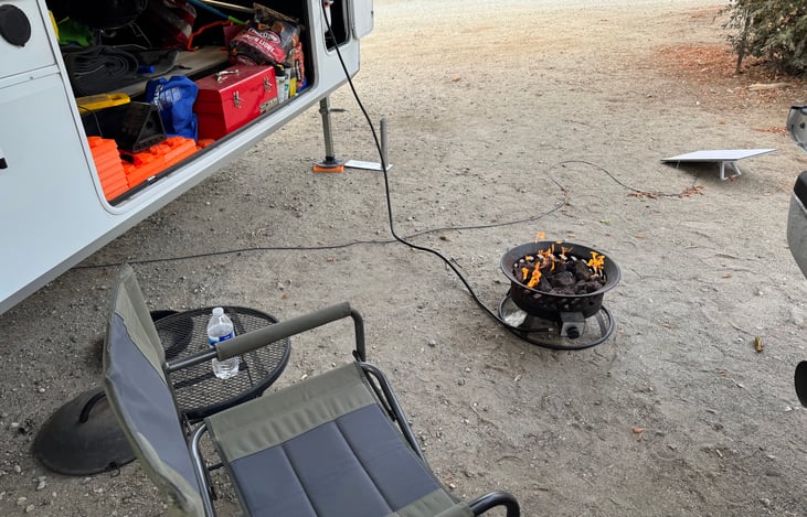 Lots of storage and propane fire pit propane included!