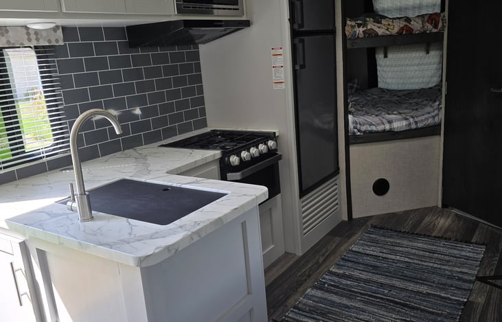 Kitchen looking toward bunks