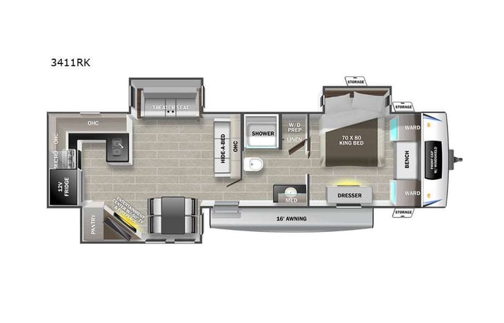 Representative floor plan provided by a trusted RVshare partner.