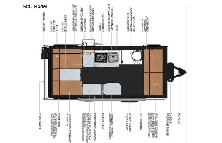 Representative floor plan provided by a trusted RVshare partner.