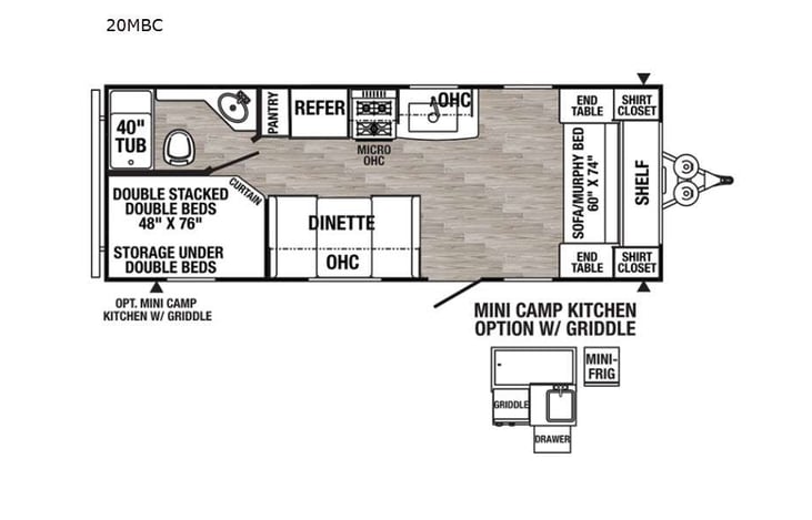 Representative floor plan provided by a trusted RVshare partner.