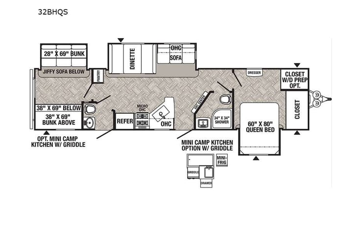 Representative floor plan provided by a trusted RVshare partner.