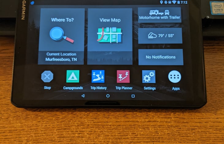 Voice-activated 8" display Garmin Navigation dialed into the RV height and length for better navigation.
