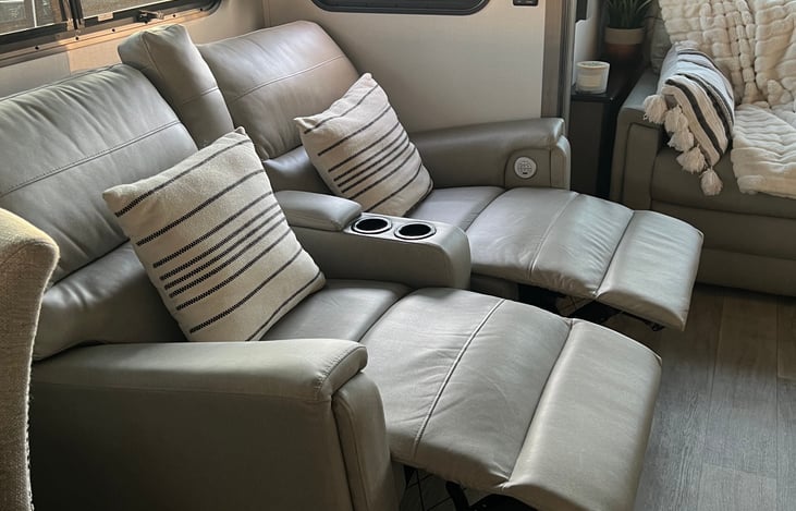 Electric recliners with heat and gentle massage, plus USB outlets and under-seat lighting