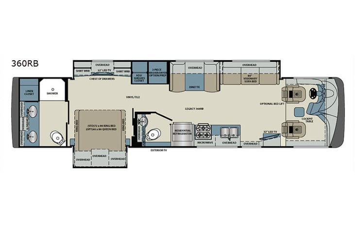 Representative floor plan provided by a trusted RVshare partner.