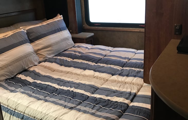 Rear bedroom with bed room slide in closed position