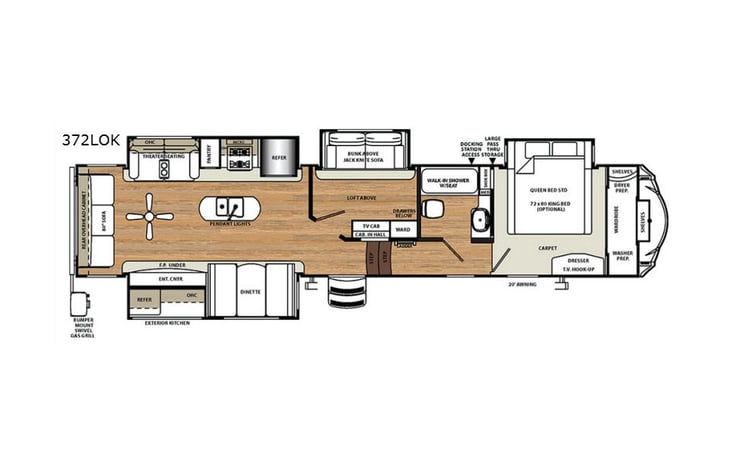 Representative floor plan provided by a trusted RVshare partner.
