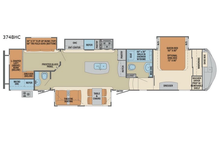 Representative floor plan provided by a trusted RVshare partner.