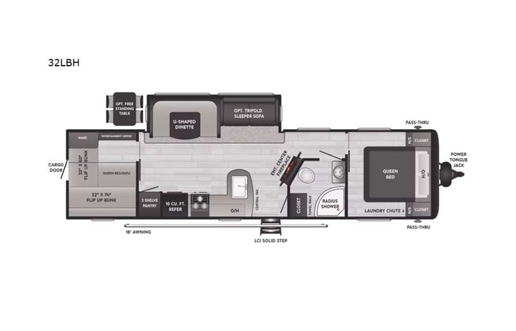 Representative floor plan provided by a trusted RVshare partner.