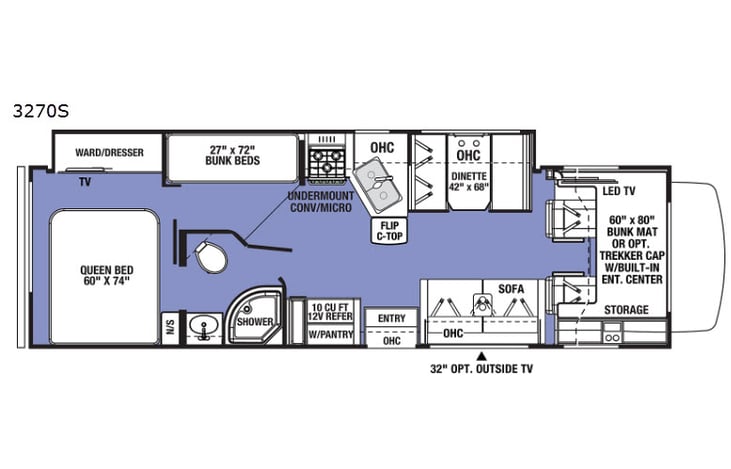 Representative floor plan provided by a trusted RVshare partner.