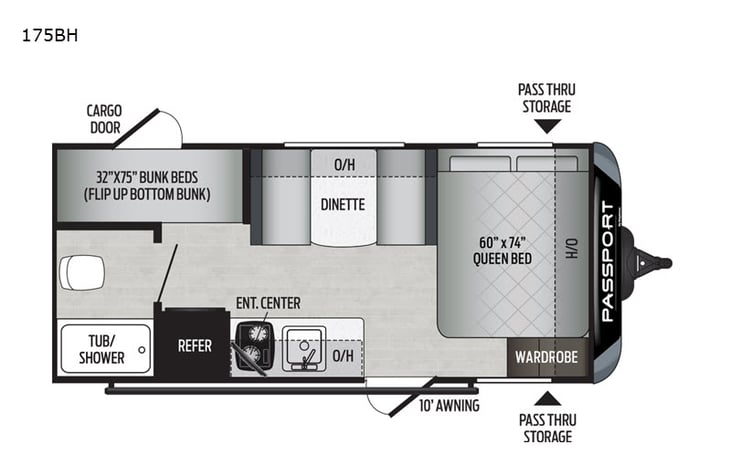 Representative floor plan provided by a trusted RVshare partner.