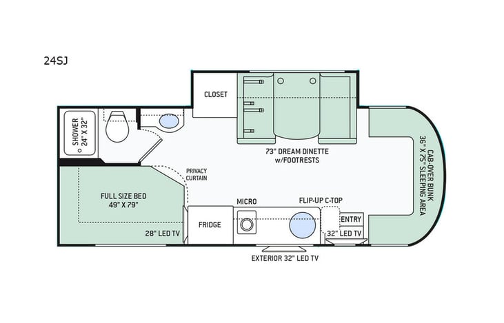 Representative floor plan provided by a trusted RVshare partner.