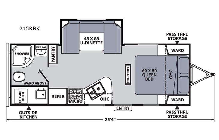 Representative floor plan provided by a trusted RVshare partner.