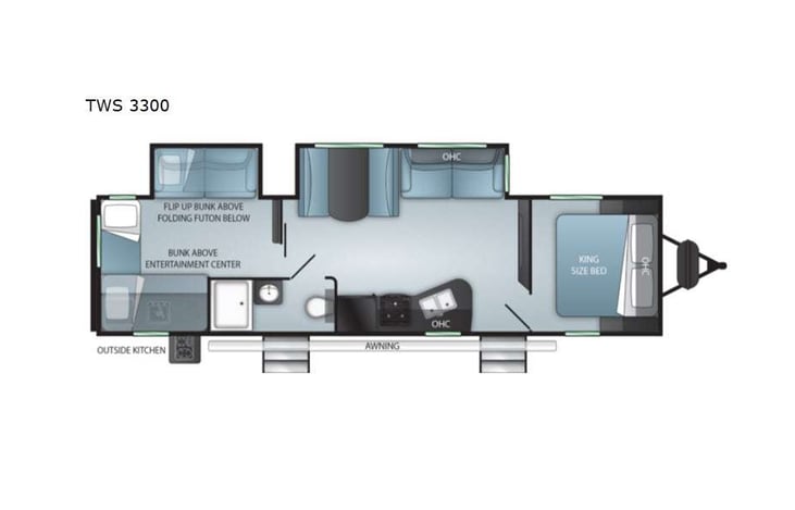 Representative floor plan provided by a trusted RVshare partner.