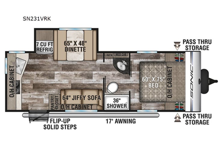 Representative floor plan provided by a trusted RVshare partner.