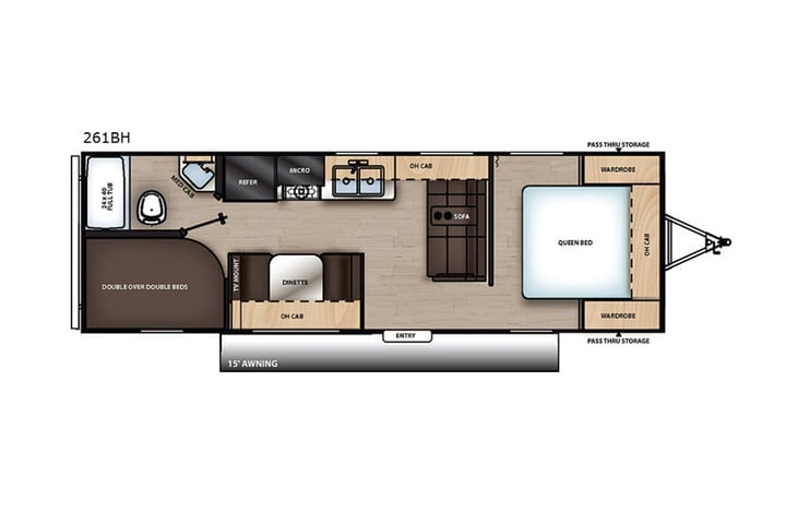 Representative floor plan provided by a trusted RVshare partner.