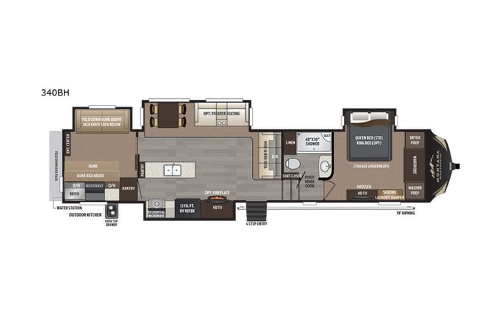 Representative floor plan provided by a trusted RVshare partner.
