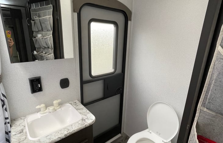 Easy access to outside from the bathroom.